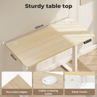 Levede Electric Standing Desk Height Adjustable with Memory Control Natural