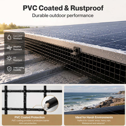 Mountview Solar Panel Bird Mesh PVC Coated Black 30M Roof Guard For Pigeons