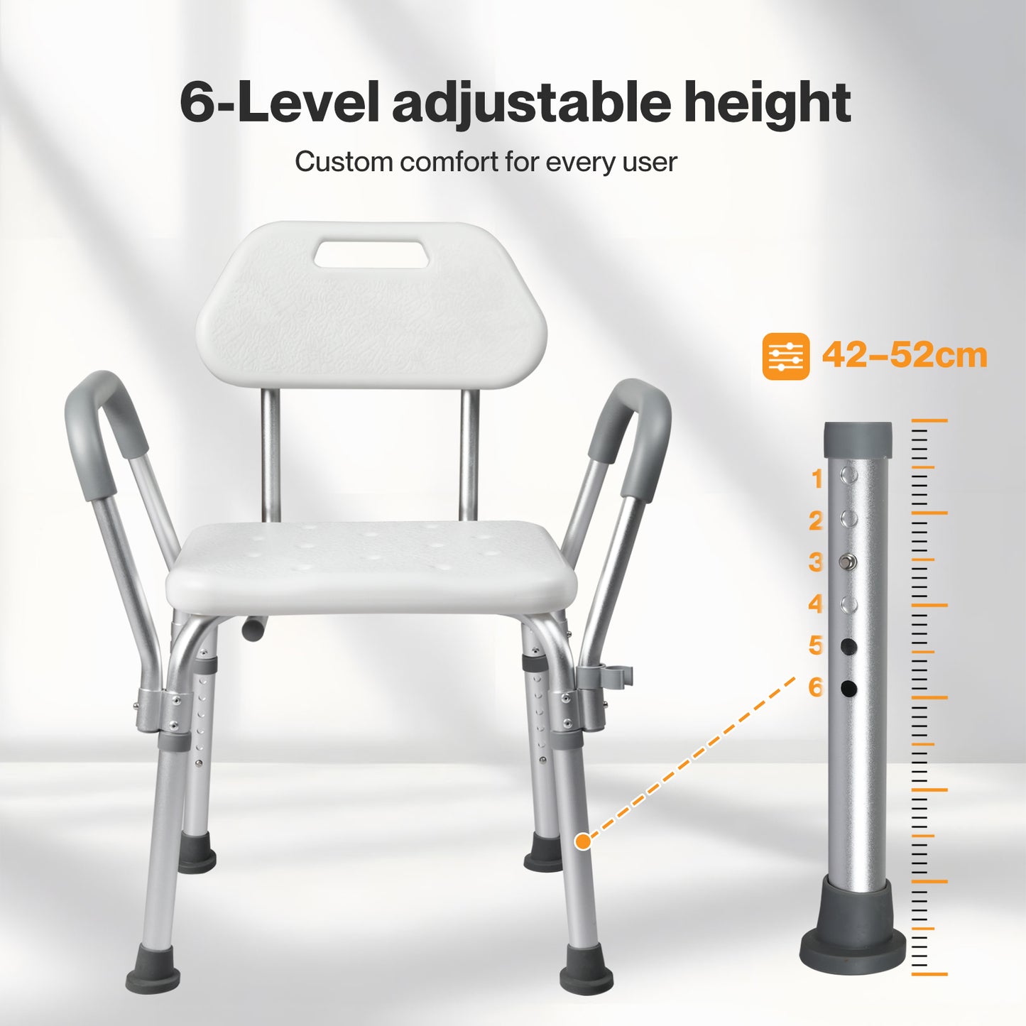 Levede Shower Chair Bath Stool Bench Seat for Elderly with Back Arm Adjustable