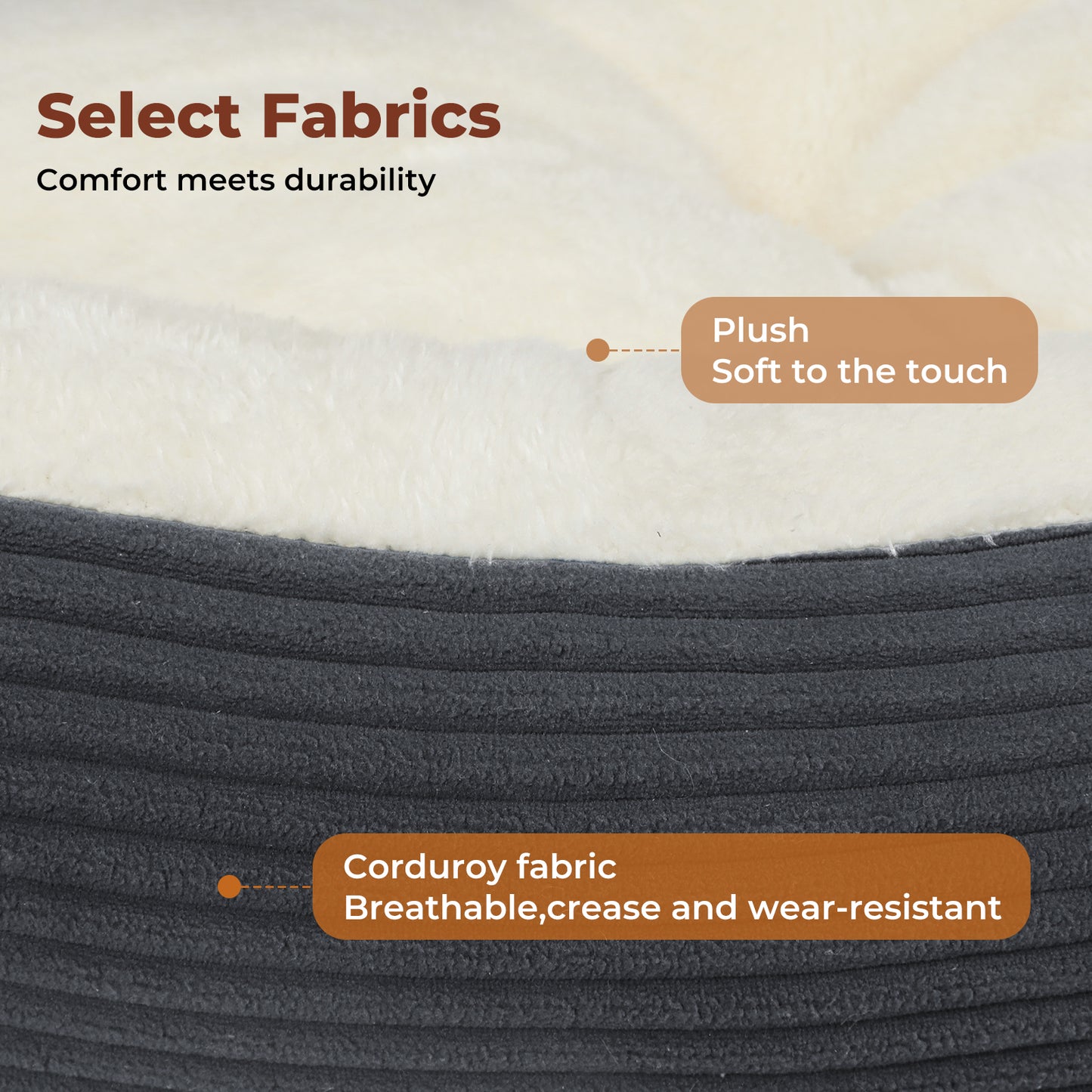 Skylos Dog Bed Luxury Soft Washable Puppy Cat Cushion Mattress Corduroy Grey M