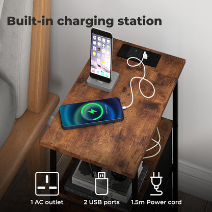 Levede Bedside Table Side Cabinet Storage Nightstand Charging Station 2 Drawers