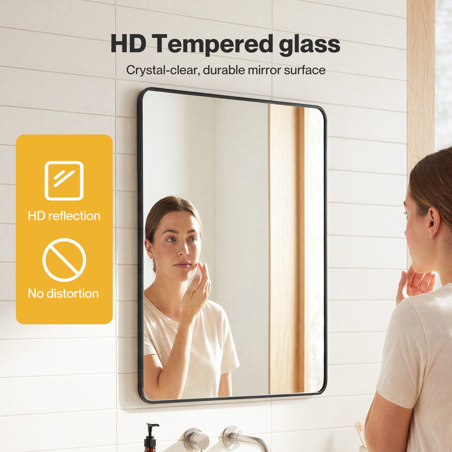 Yezi Wall Mirror 50x75cm Bathroom Bedroom Hallway Vanity Mirror Tempered Glass
