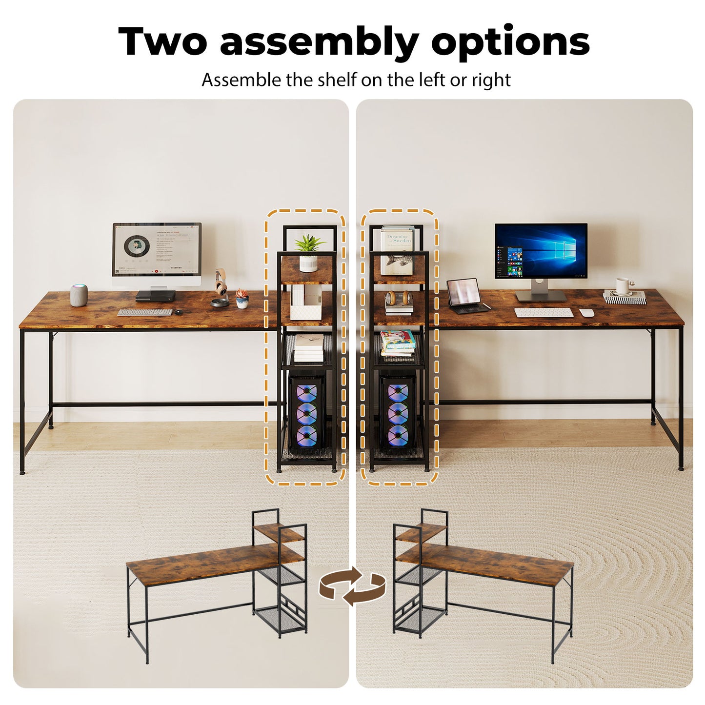 Levede Computer Desk Study Table Home Office Workstation with 4-Tier Shelf 160CM