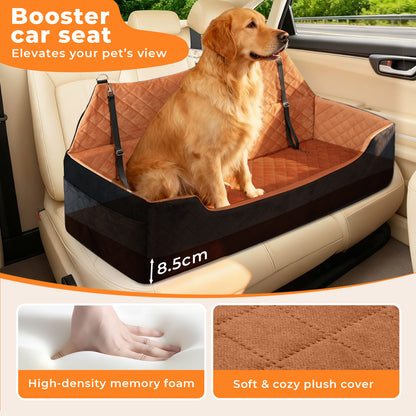 Skylos Dog Booster Car Seat Travel Carrier Bed Basket for Pet up to 100lbs Brown