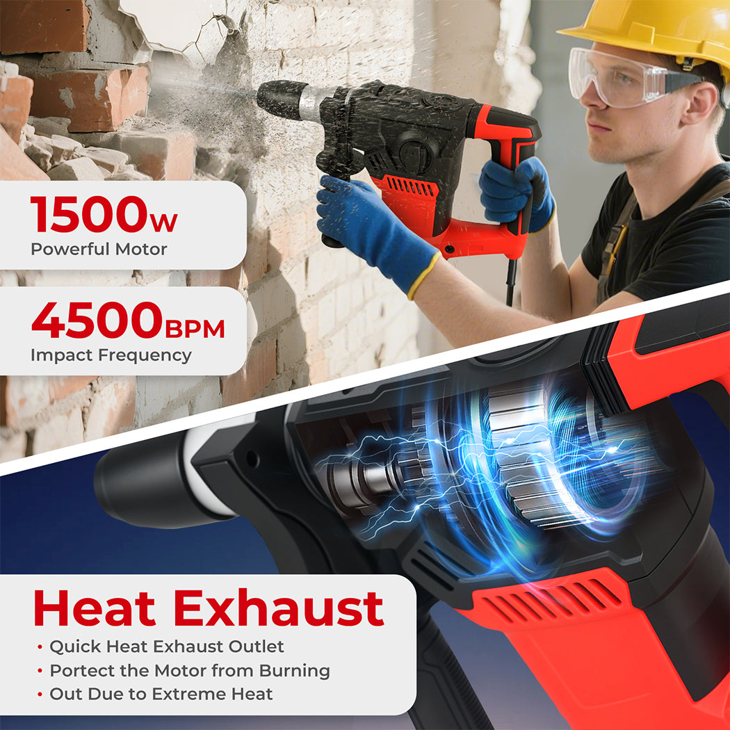 Traderight Hammer Drill Heavy Duty Corded Electric Impact Driver with Bit Set