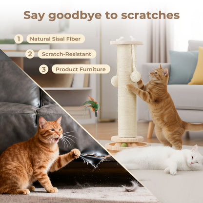 Skylos Cat Scratching Post Strong Natural Sisal Pole 45cm Activity Center Toys