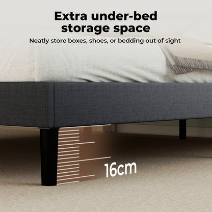 Levede Upholstered Bed Frame Linen Fabric Soft Foam Headboard Small Double King