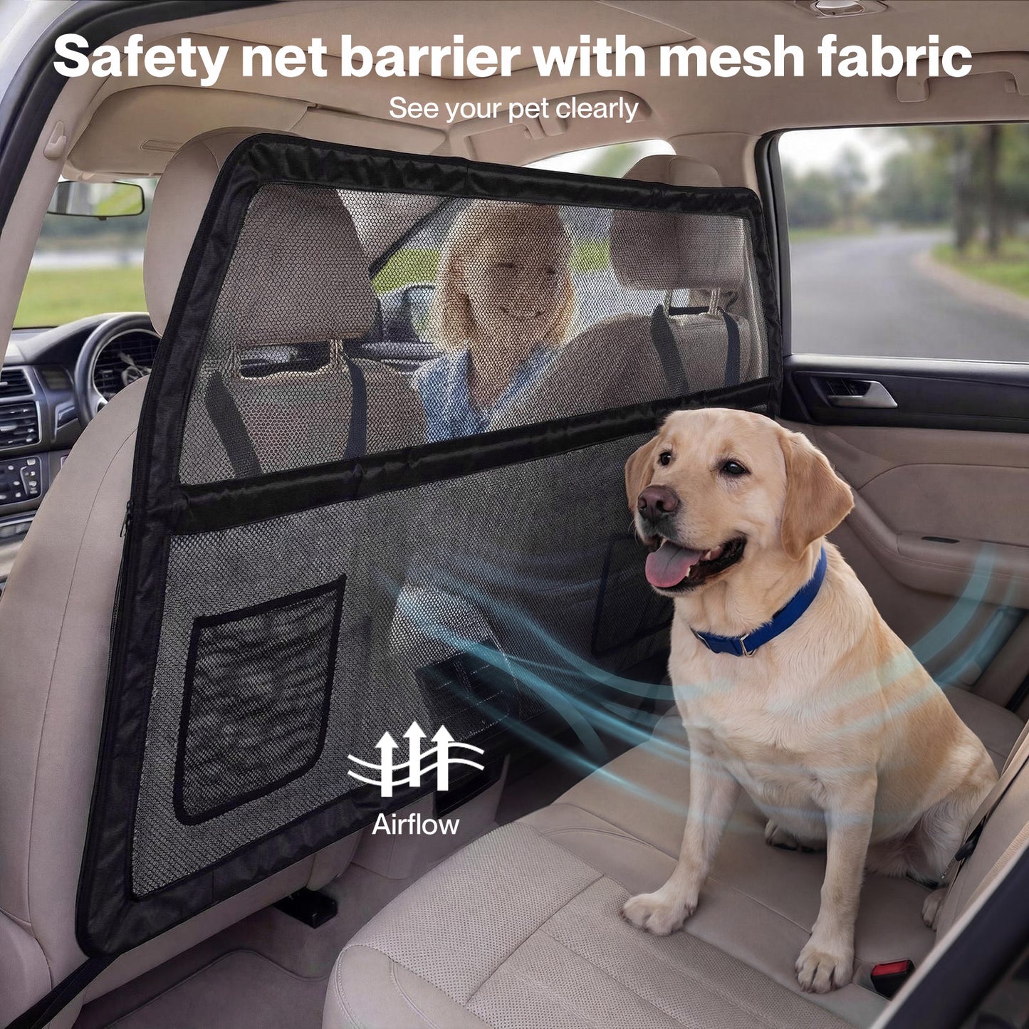 Skylos Dog Car Barrier Net Mesh Dog Guard Safety Boot Back Seat Pet Barrier