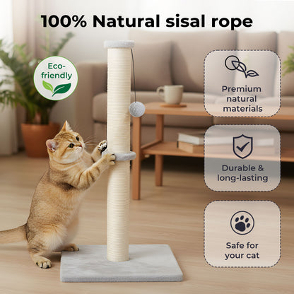 Skylos Tall Cat Scratching Post 75cm Sisal Pole Heavy Duty Base Scratcher Ball