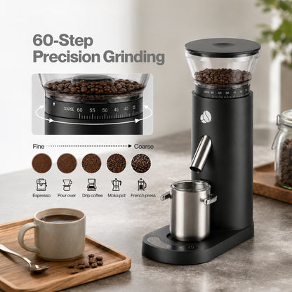 Spector Coffee Grinder 60-Setting Portable USB Rechargeable Burr Grinder Black