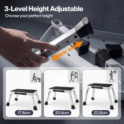 Levede Folding Step Stool Adjustable Non Slip Portable Foot Stool