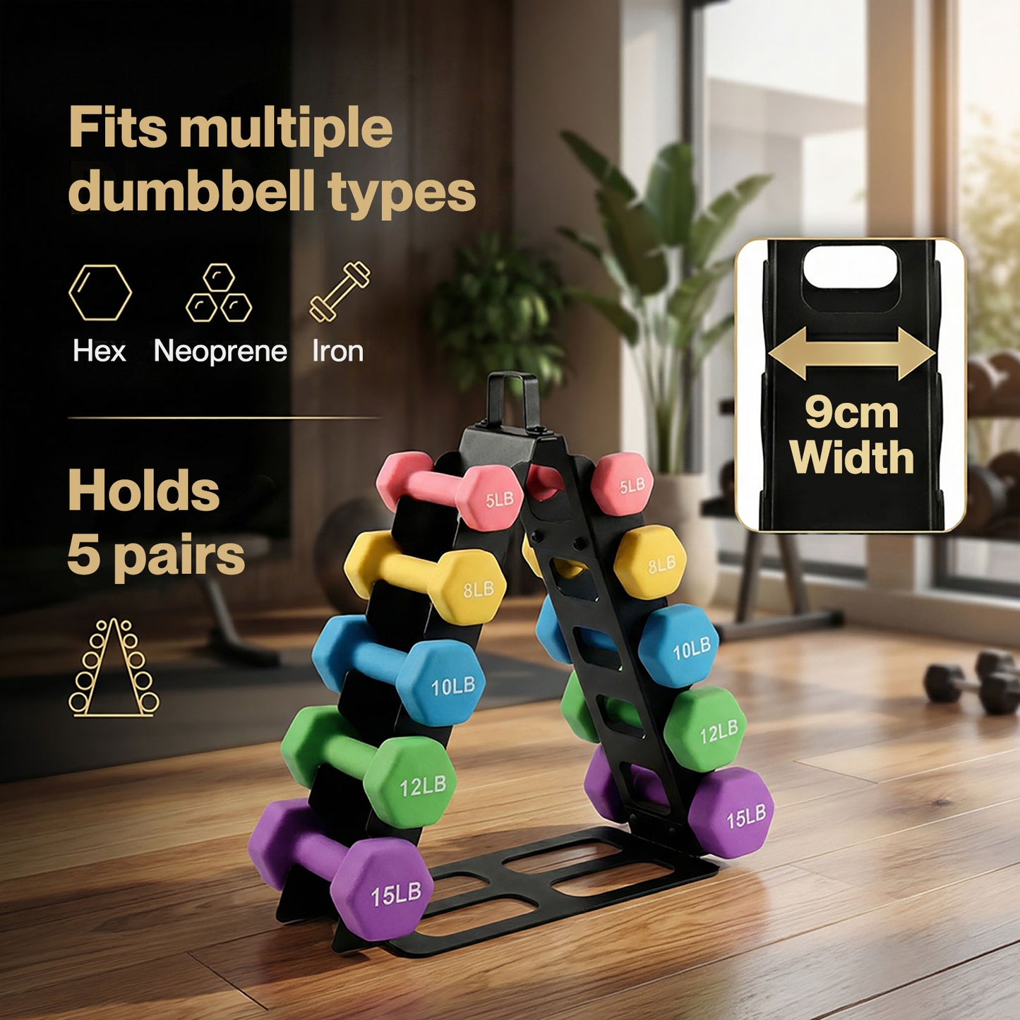 Centra Dumbbell Rack Stand Steel A-Frame Home Gym Weight Storage Holder 180LB