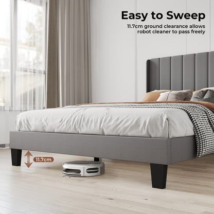 Levede King Bed Frame Panel Plush Metal Wooden Upholstered Bed Base Platform