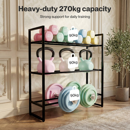 Centra 3 Tier Dumbbell Rack Adjustable Heavy Duty Steel Weight Storage Stand