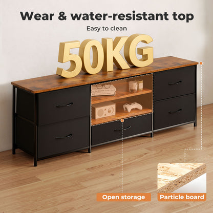 Levede TV Stand Cabinet Entertainment Unit 140cm with 5 Storage Drawers Shelves