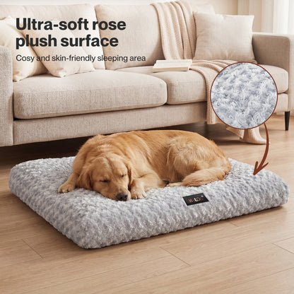 Skylos Dog Bed Soft Velvet Non-Slip Pet Crate Keneel Mattress Mat Small Large