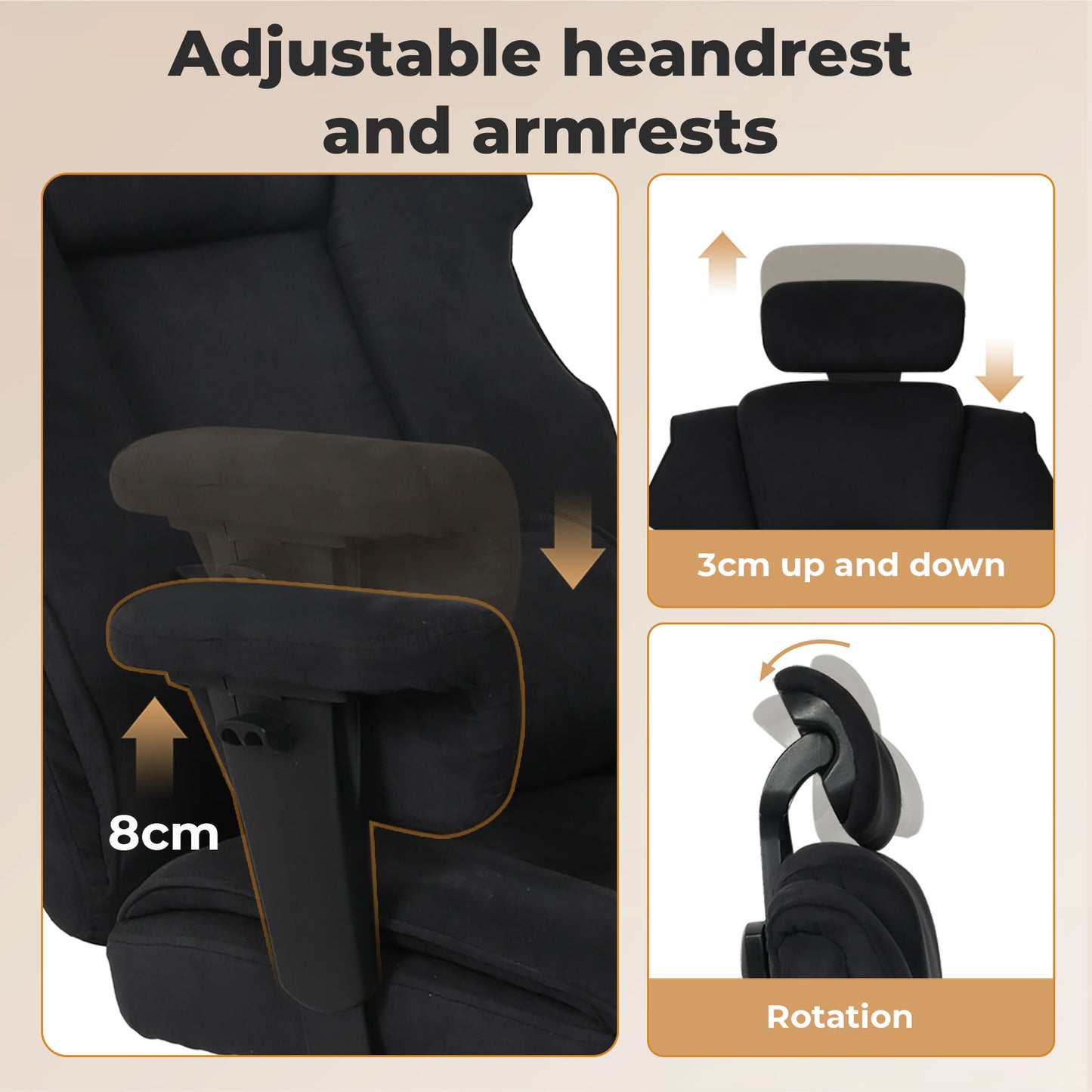 Levede Ergonomic Office Chair Suede Recline Pressure Relief Spring Seat Footrest