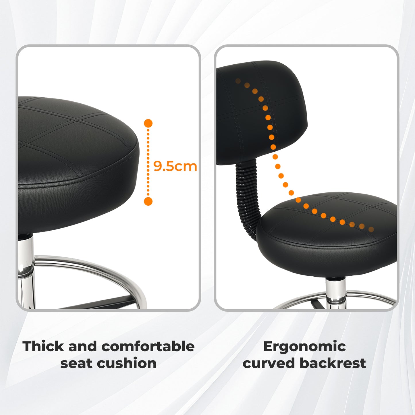 Levede Swivel Drafting Chair Low Back Round Rolling Stool Height Adjustable