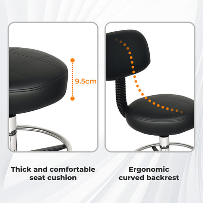 Levede Swivel Drafting Chair Low Back Round Rolling Stool Height Adjustable