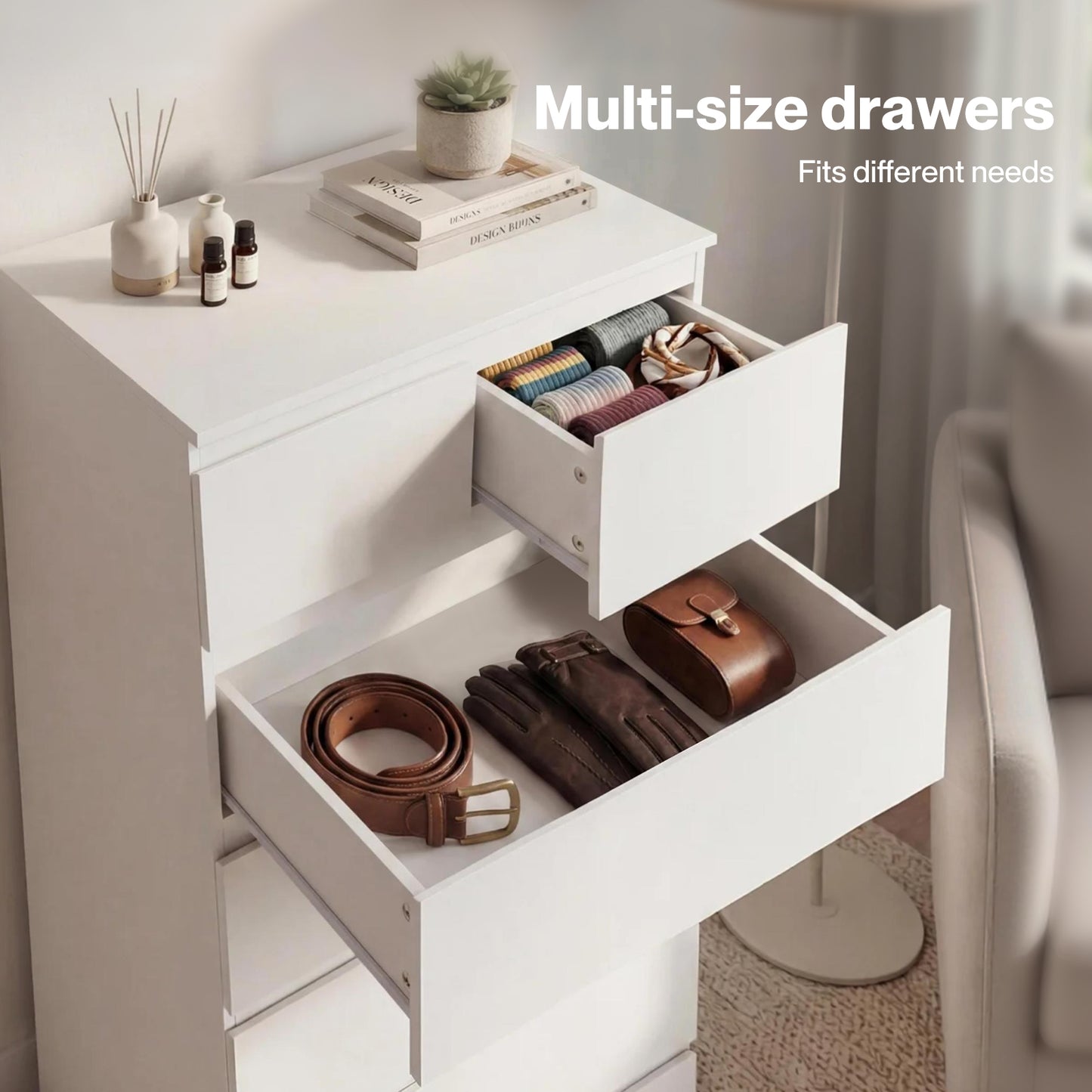 Levede Tall Chest of Drawers White Storage Cabinet for Bedroom Hallway Home