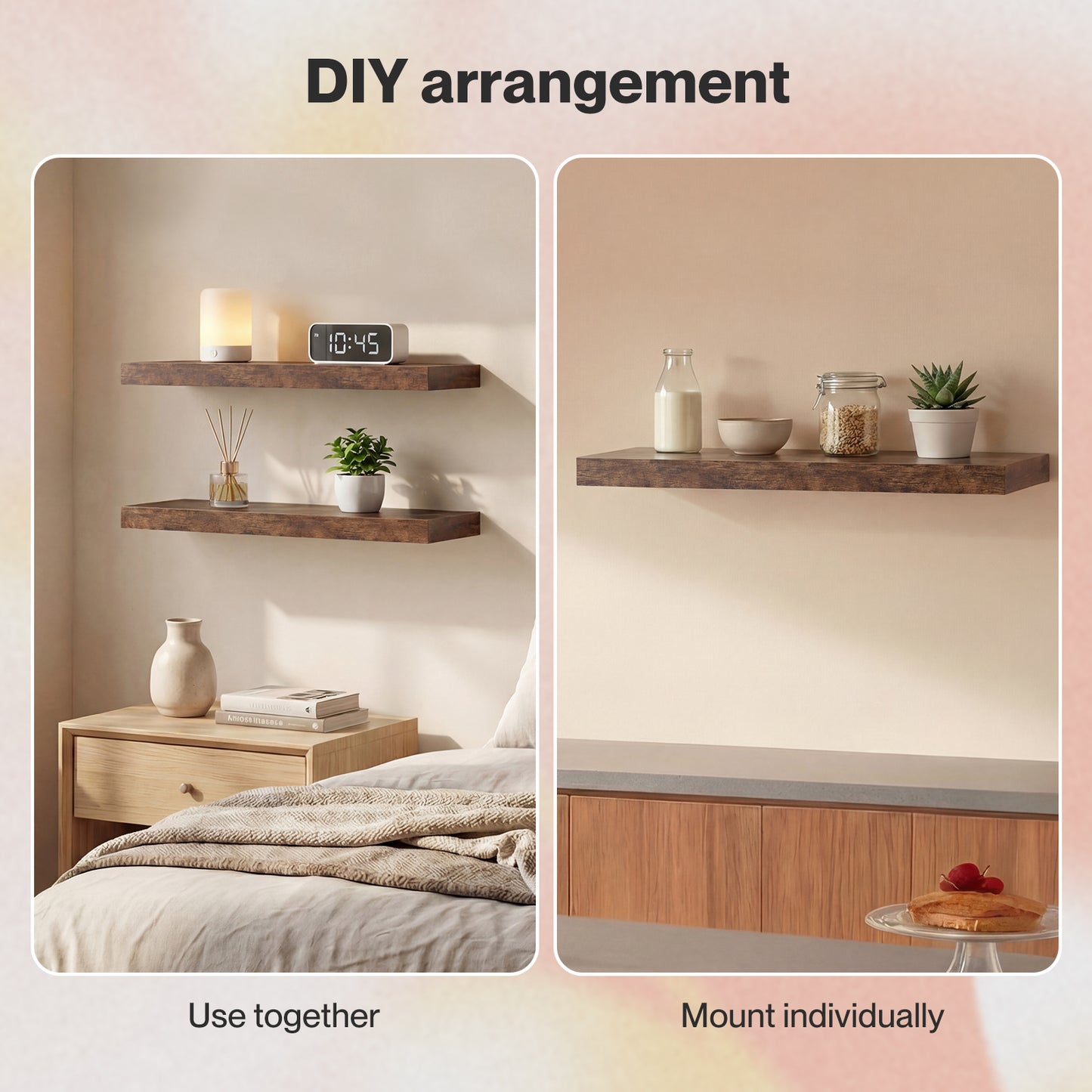 Levede Floating Shelf Wall Mounted Storage Modern Easy Assembly 2 PCS Brown