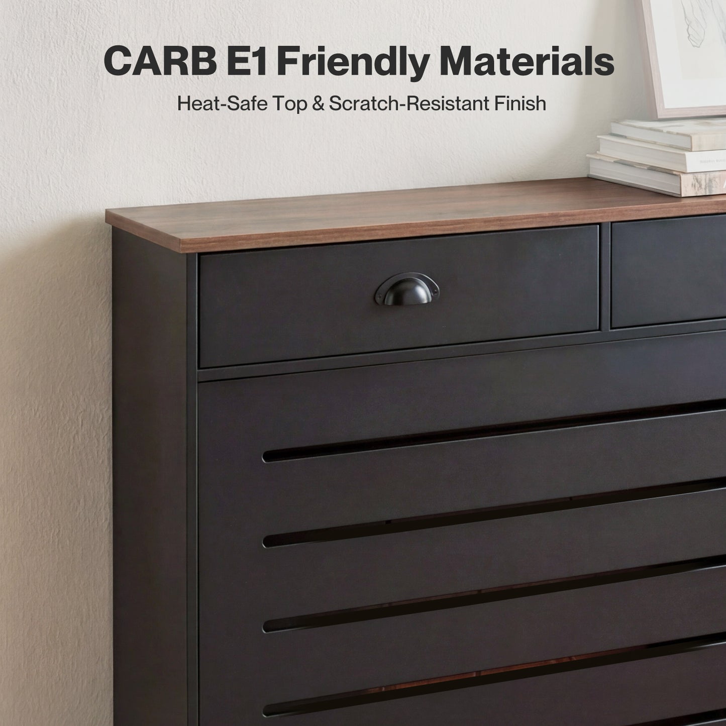 Levede Radiator Cabinet with Drawers Slat Grill Storage Shelf Guard Furniture