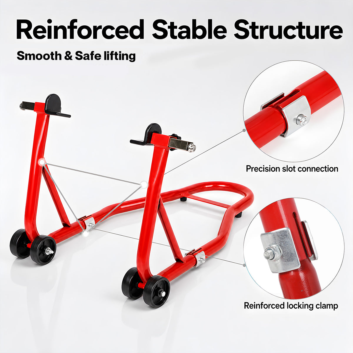MONVELO Motorcycle Stand Heavy Duty 500KG Carbon Steel Lift Adjustable Fork Red