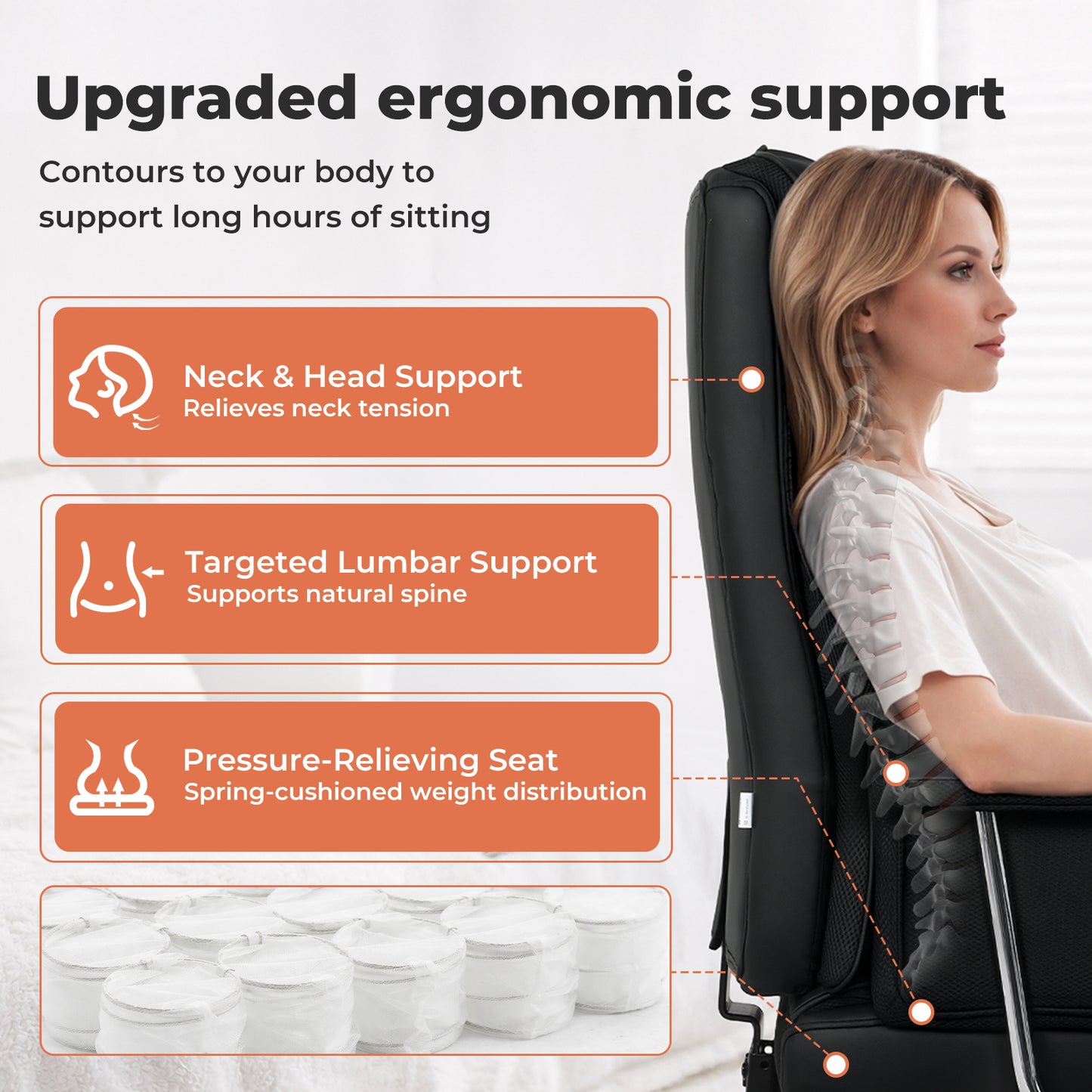 Executive Office Chair Heavy Duty Wide Spring Cushion Recliner Footrest 150kg