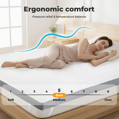 Lavio Double Mattress Topper Memory Foam Ergonomic Dual Layer Hotel Quality