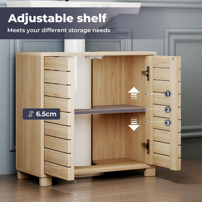 Levede Bathroom Under Sink Cabinet Basin Storage Cupboard 2 Door Oak Vanity Unit