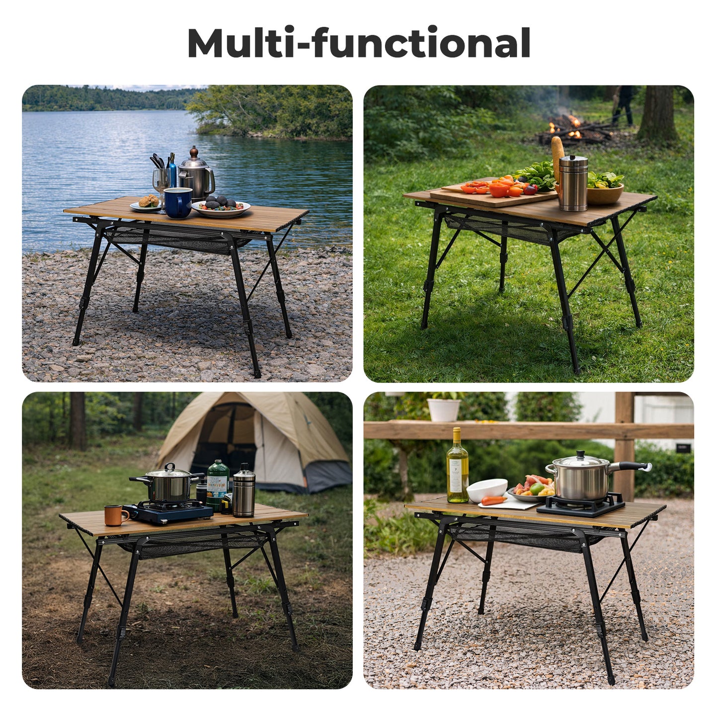 Levede Adjustable Folding Camping Table Aluminium Portable Picnic Desk 90x52cm