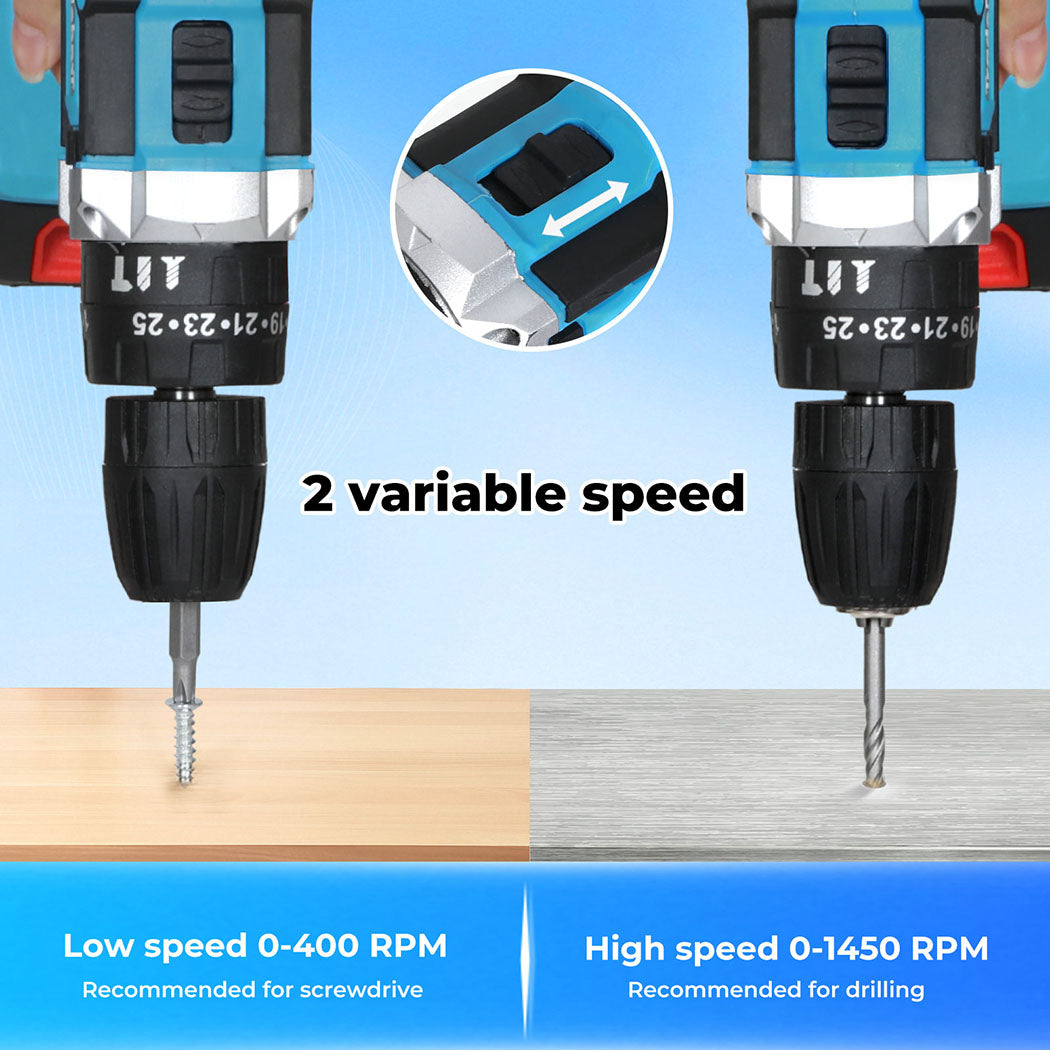 Traderight 2 Battery 21V Cordless Drill Combi Driver Electric Screwdriver Set