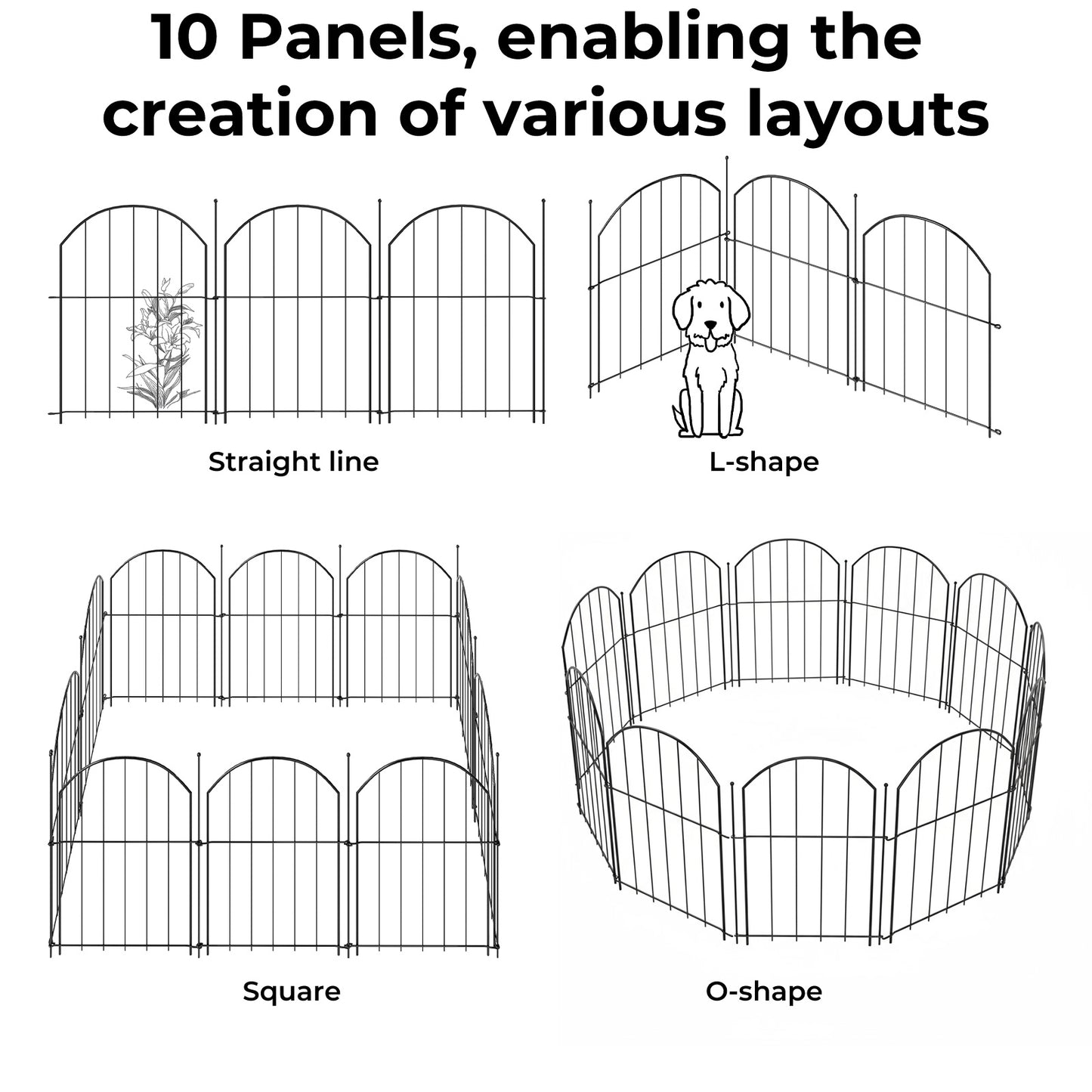 Levede Animal Barrier Metal Decorative Garden Fence Outdoor Pet Border 10 Pack