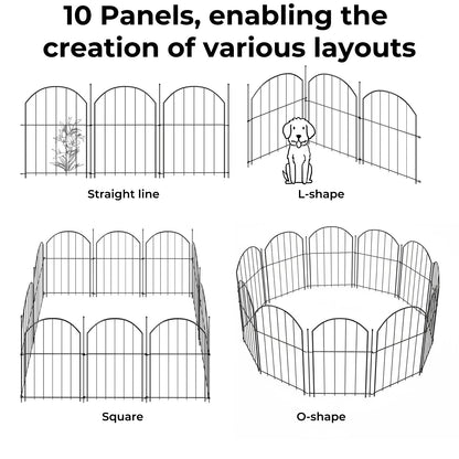 Levede Animal Barrier Metal Decorative Garden Fence Outdoor Pet Border 10 Pack