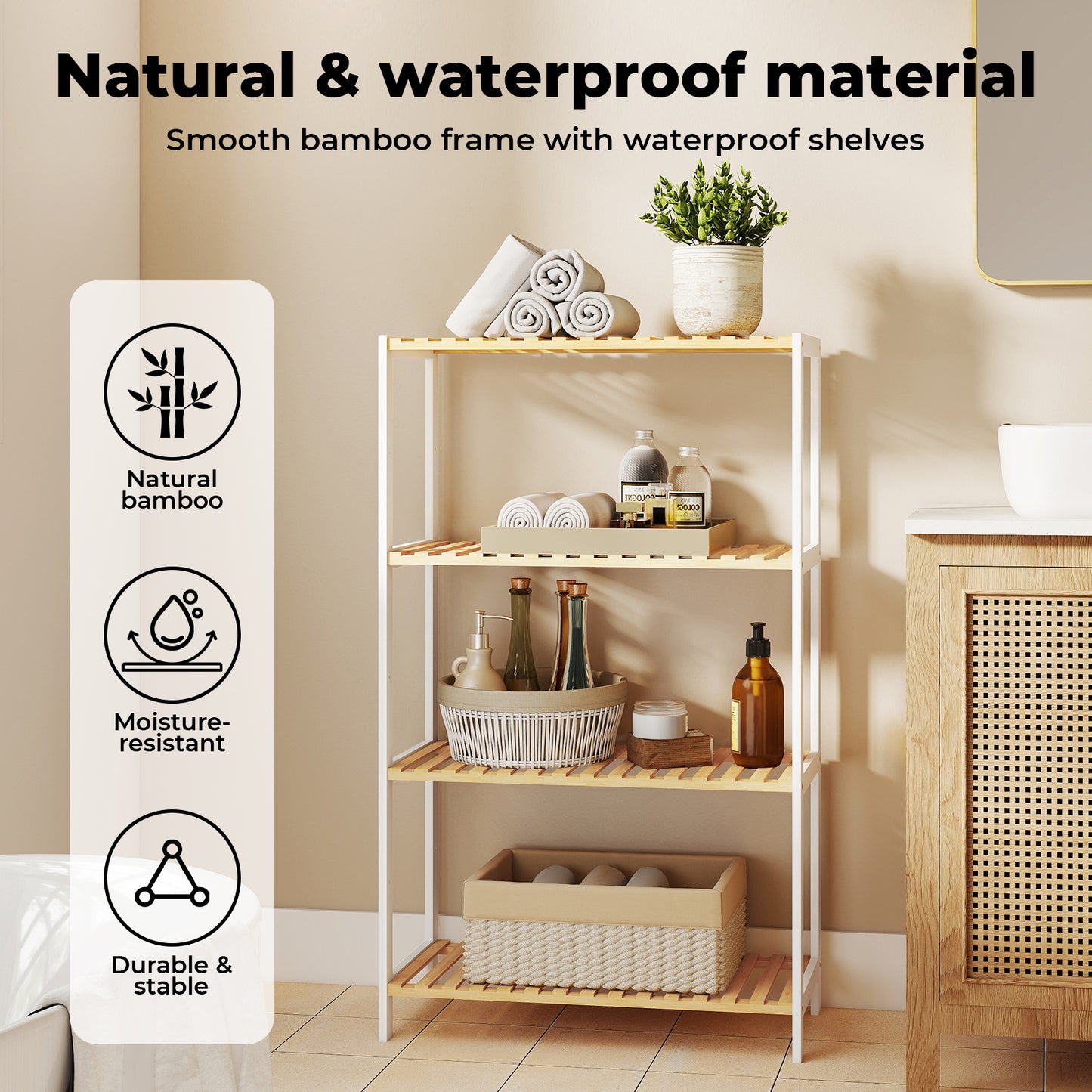 Levede 4-Tier Bamboo Shoe Rack Stand Adjustable Wooden Storage Shelf Organiser