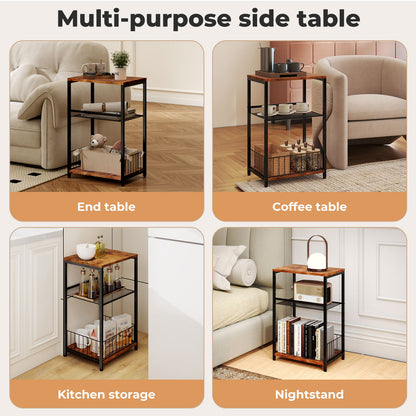 Levede Sofa Side Table with Storage 3 Tier Bedside End Table Living Room Bedroom