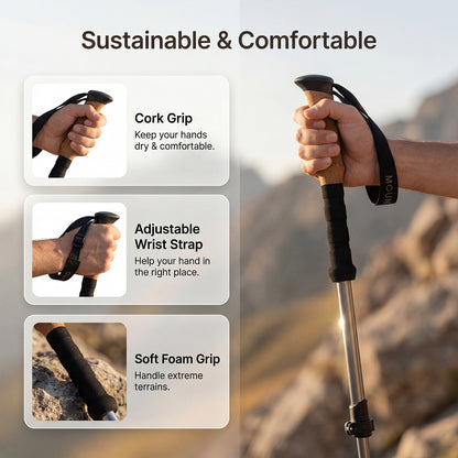 Mountview Trekking Poles Lightweight Walking Poles Hiking Sticks with Cork Grips