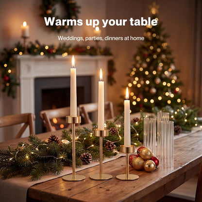 Levede Candle Holder Gold Metal Glass Tube Candlestick Holders Set of 3 Decor