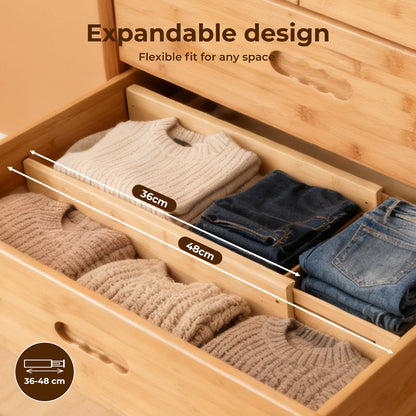 Levede Adjustable Drawer Divider Bamboo 4PC Expandable Organisers Spring Loaded