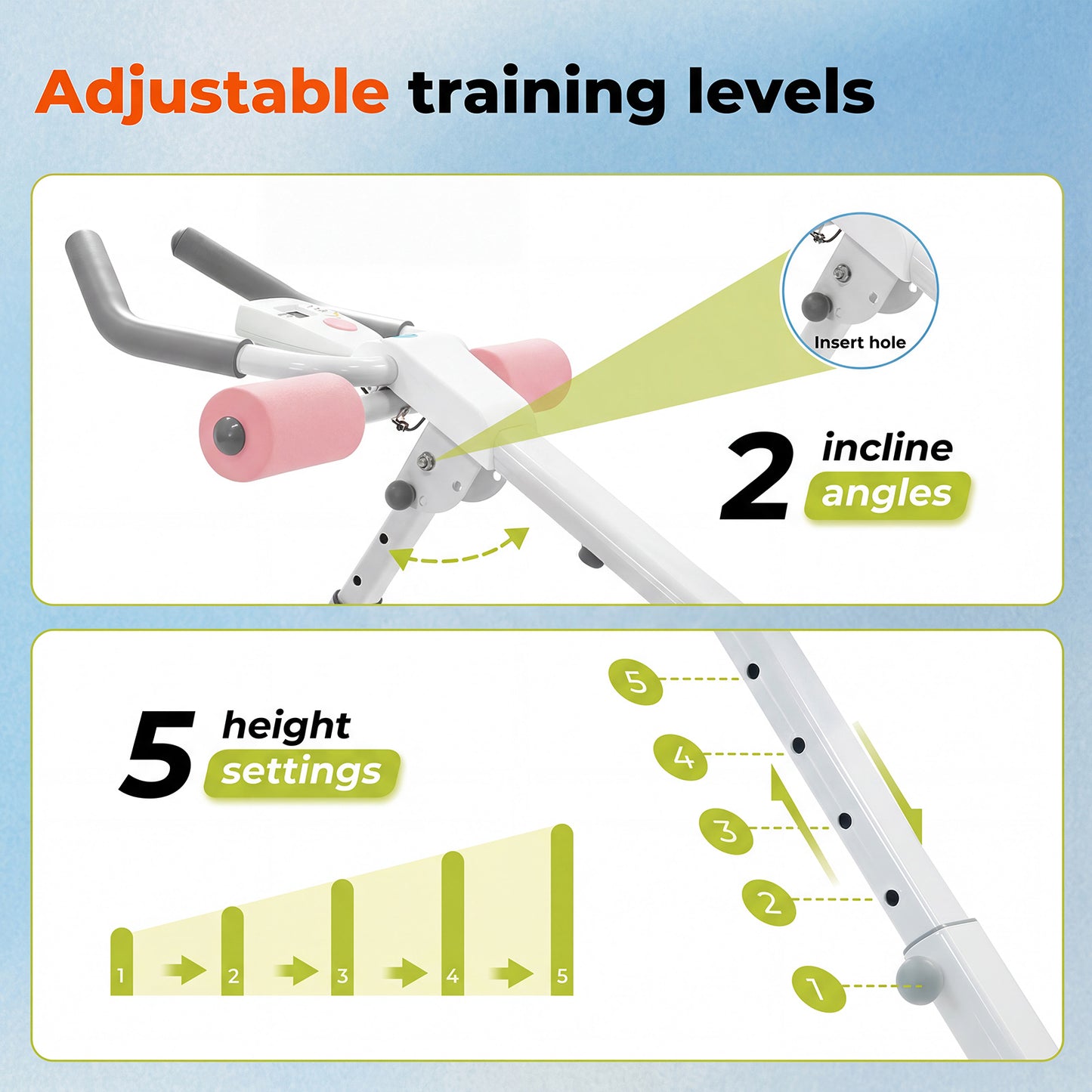 Centra Adjustable AB Machine Foldable Abdominal Trainer Home Workout LED Monitor