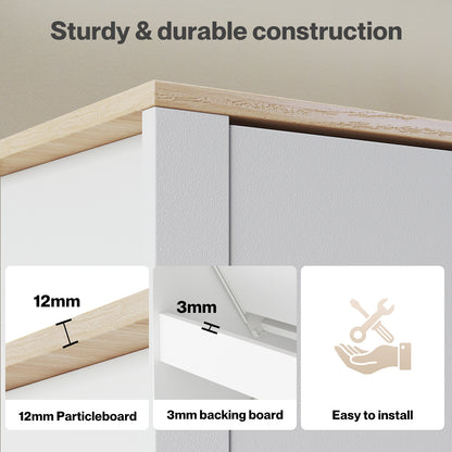 Levede Shoe Cabinet White Narrow Flip Drawers Adjustable Shelves Storage Cabinet