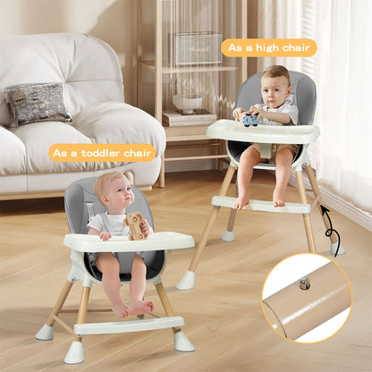Dekko 6-In-1 Baby High Chair Kids Feeding Eating Seat Removable Adjustable Tray