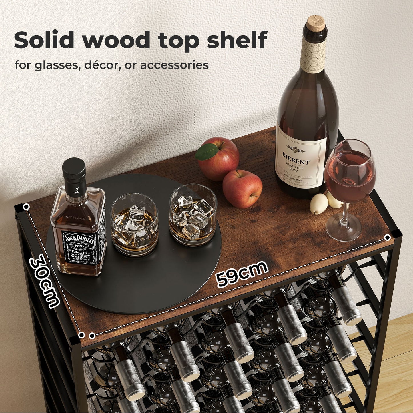 Levede Wine Rack 30 Bottles Free Standing Floor Wooden Top 6 Tiers Wine Shelves