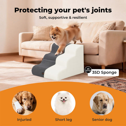 Skylos 2 in 1 Dog Ramp 3 Step Pet Stairs Ladder Foam Non Slip Washable Cover