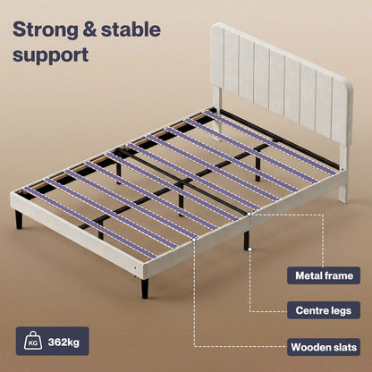 Levede Double Bed Frame Upholstered Platform Bedframe Adjustable Headboard