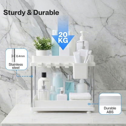 Toque Under Sink Organiser Two Slide-Out Drawers Kitchen Storage 2pcs White
