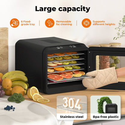 Spector Electric Food Dehydrator 6 Stainless Steel Trays Touch Control 72H Timer