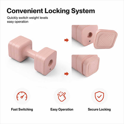Centra Adjustable Dumbbells Set 2-5Kg Quick Lock for Home Workouts Pink 2Pc