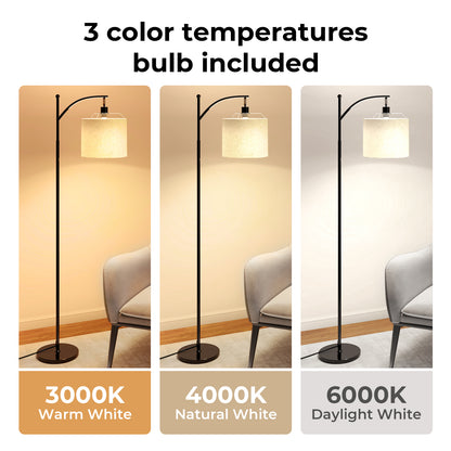 Emitto Floor Lamp Corner Reading Light 3 Colour Dimming Adjustable Linen Shade
