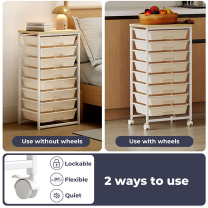 Levede 8 Drawers Storage Trolley Utility Cart Plastic Mobile Organiser Unit